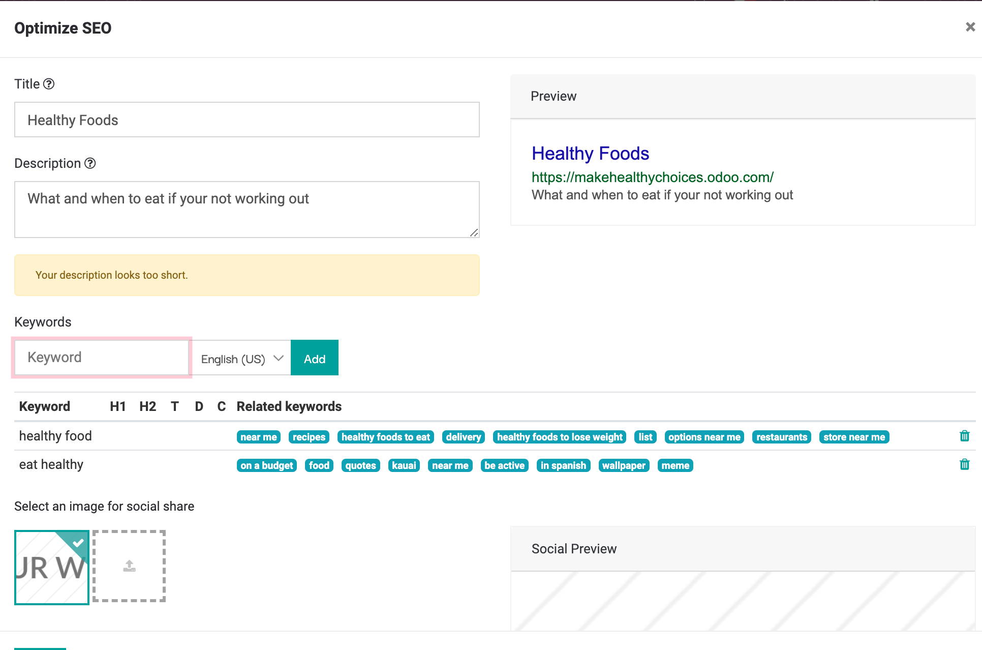 Odoo • Text and Image